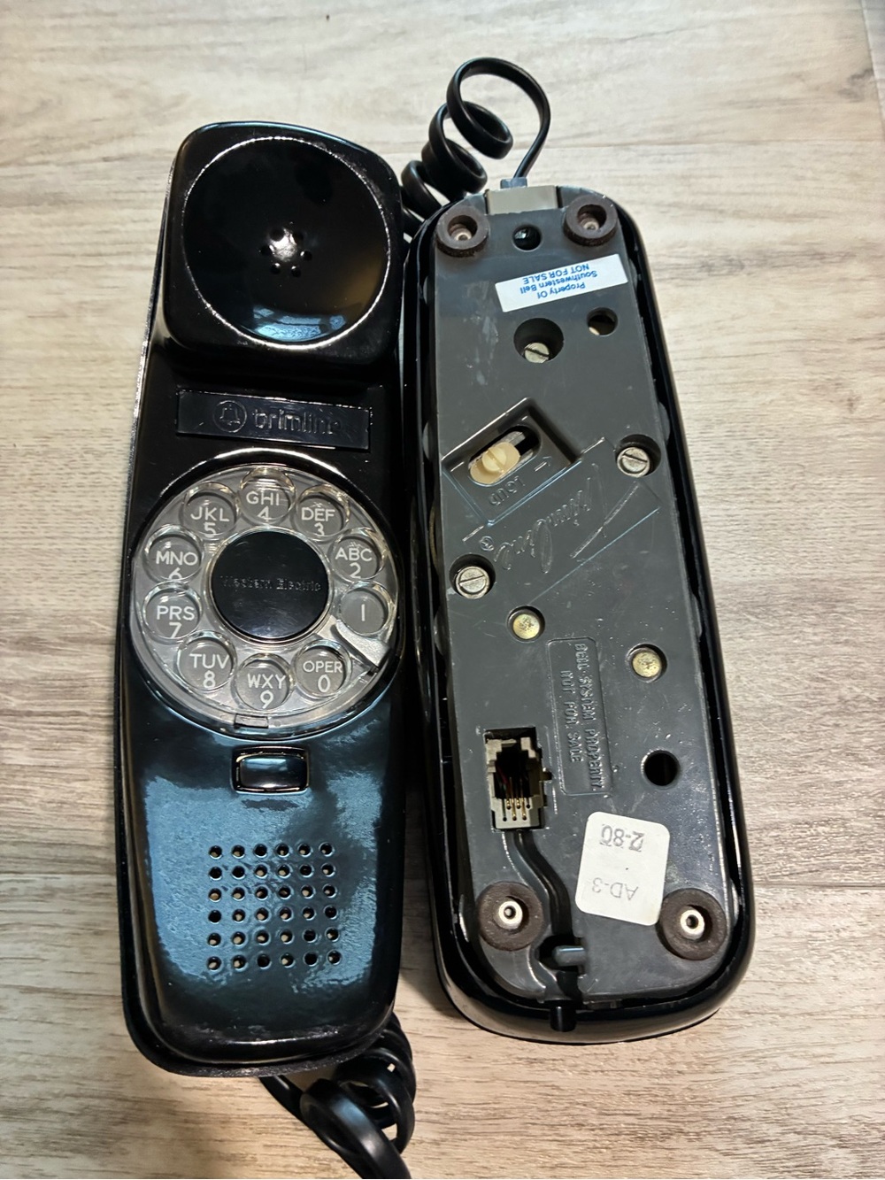 Vintage Black Western Electric Rotary Trimline Telephone